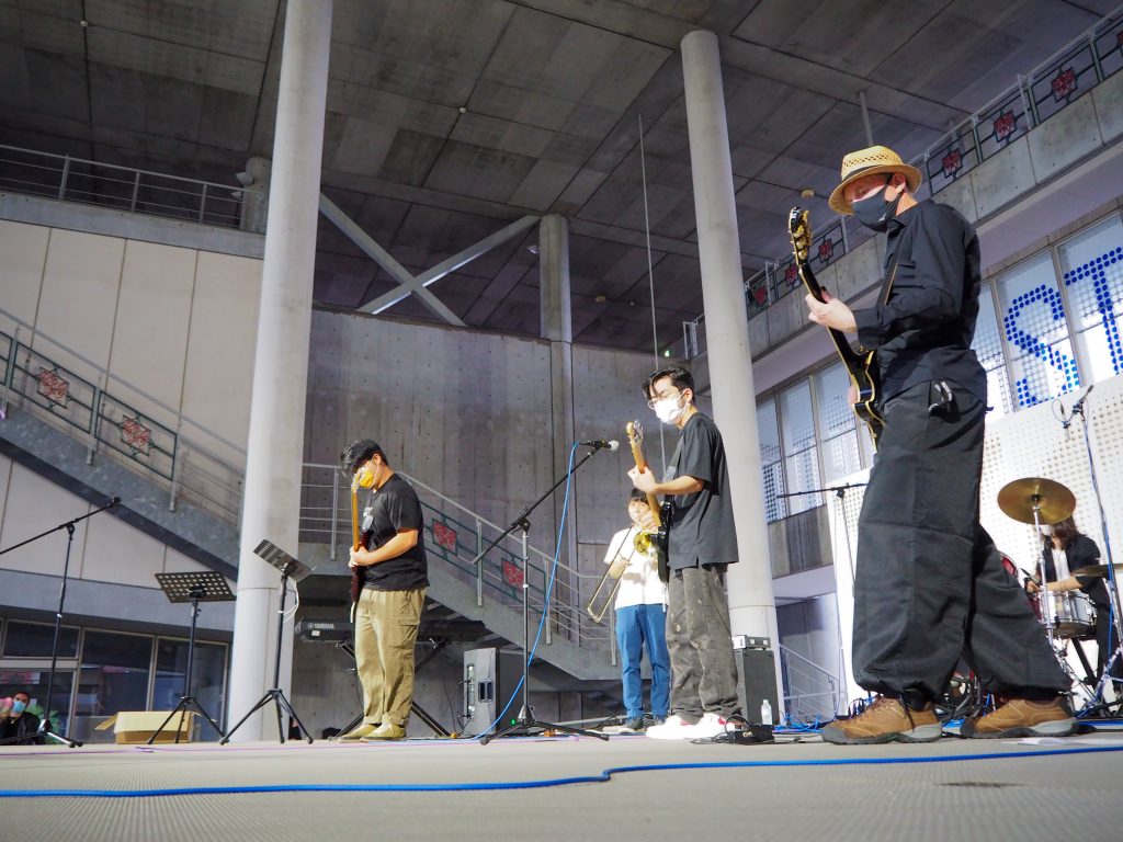 Student band playing music on stage