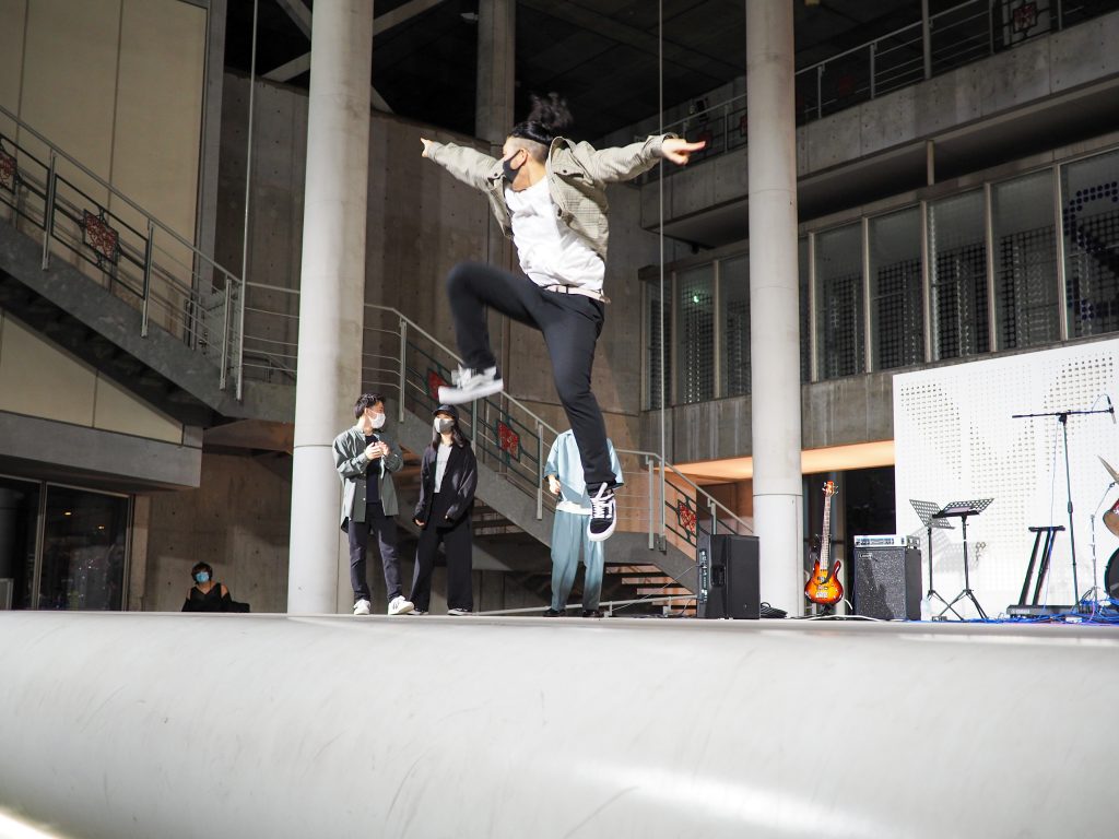 Japanese students dancing on stage