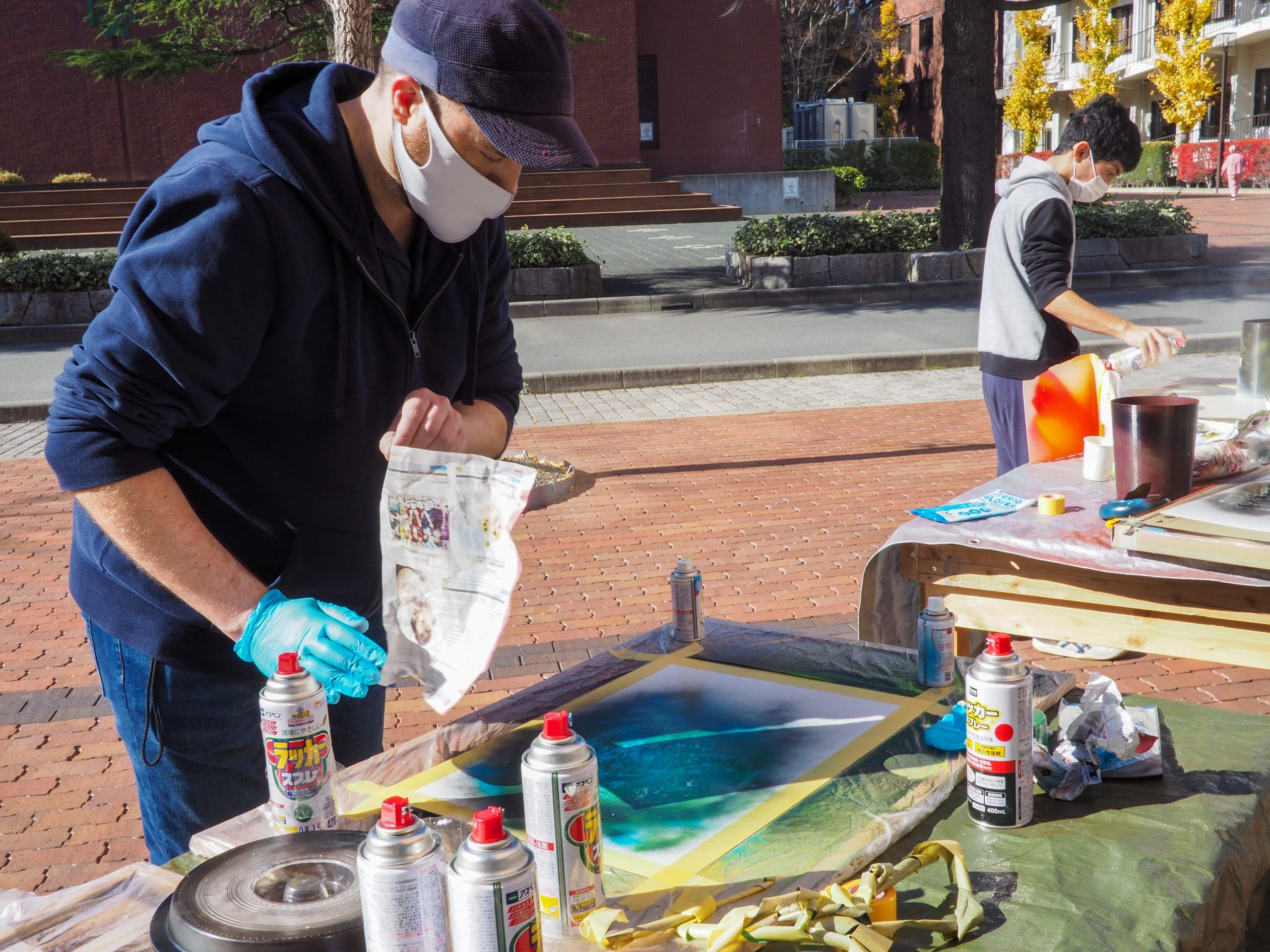 iCLA Professor working on artwork