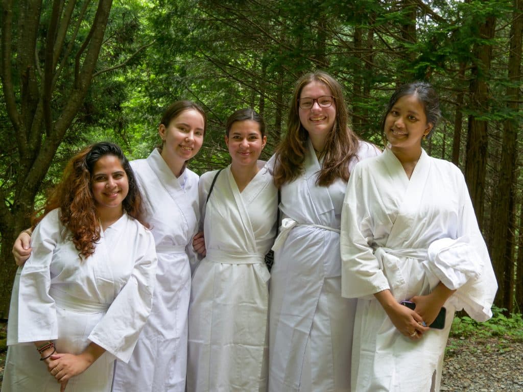 iCLA students preparing to do Shugendo waterfall training at Kawaguchi Asama Shrine's Haha no Shirataki