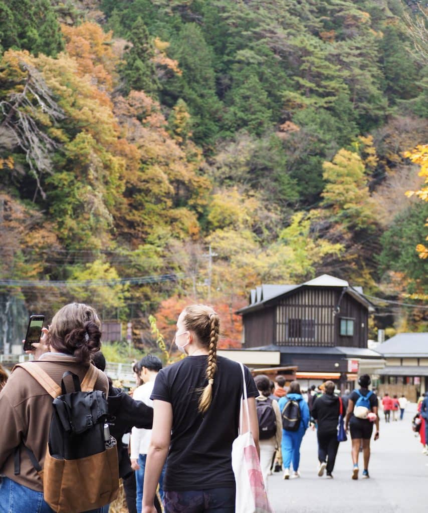 iCLA international Students enjoy nature at Shosenkyo Gorge.