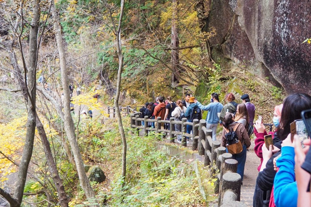 iCLA international Students enjoy nature at Shosenkyo Gorge.