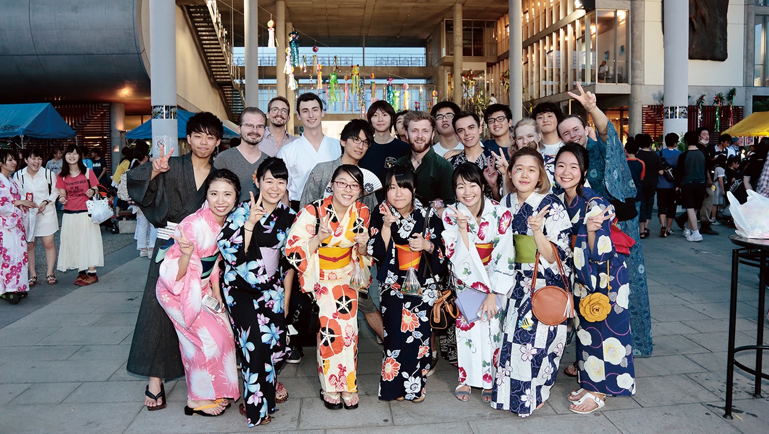 iCLA students in Yukata at the YGU Tanabata Festival